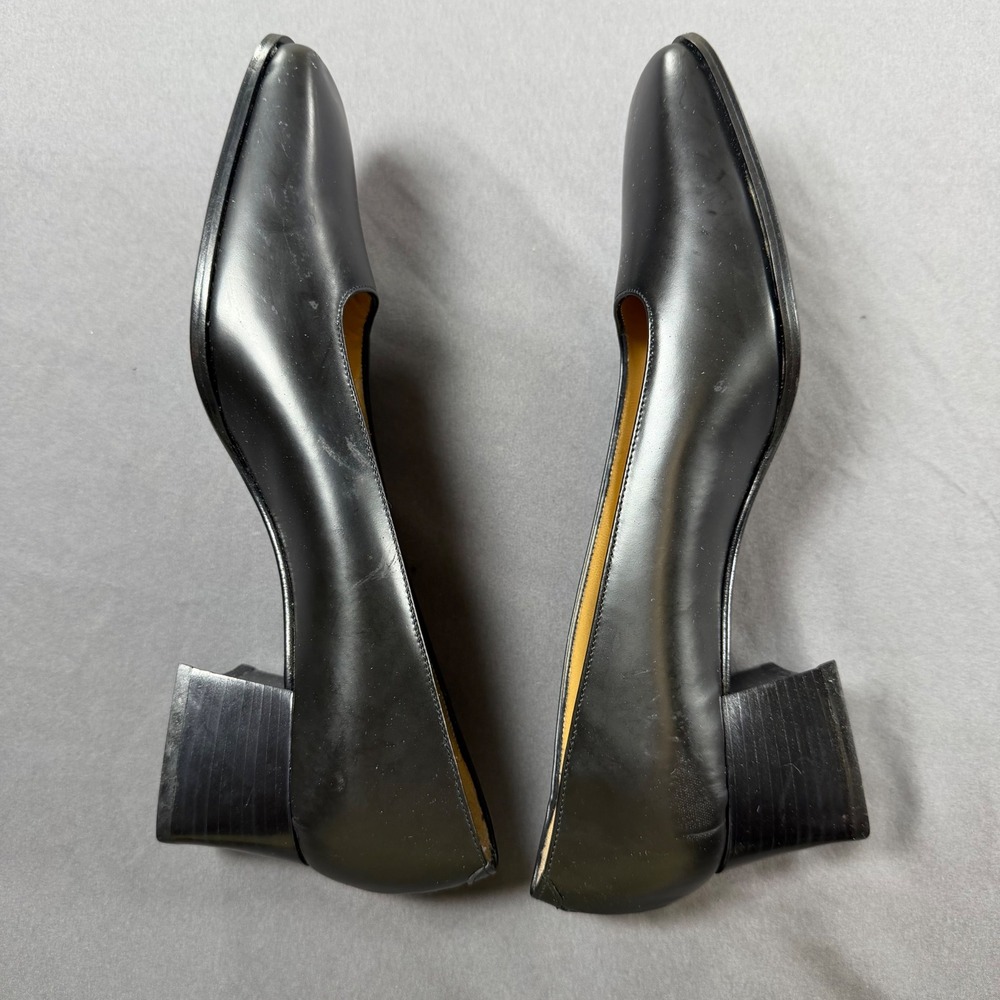 Ralph Lauren Collection Classics Black Leather Square Toe Block Heel Pumps 7.5 B - Picture 4 of 7